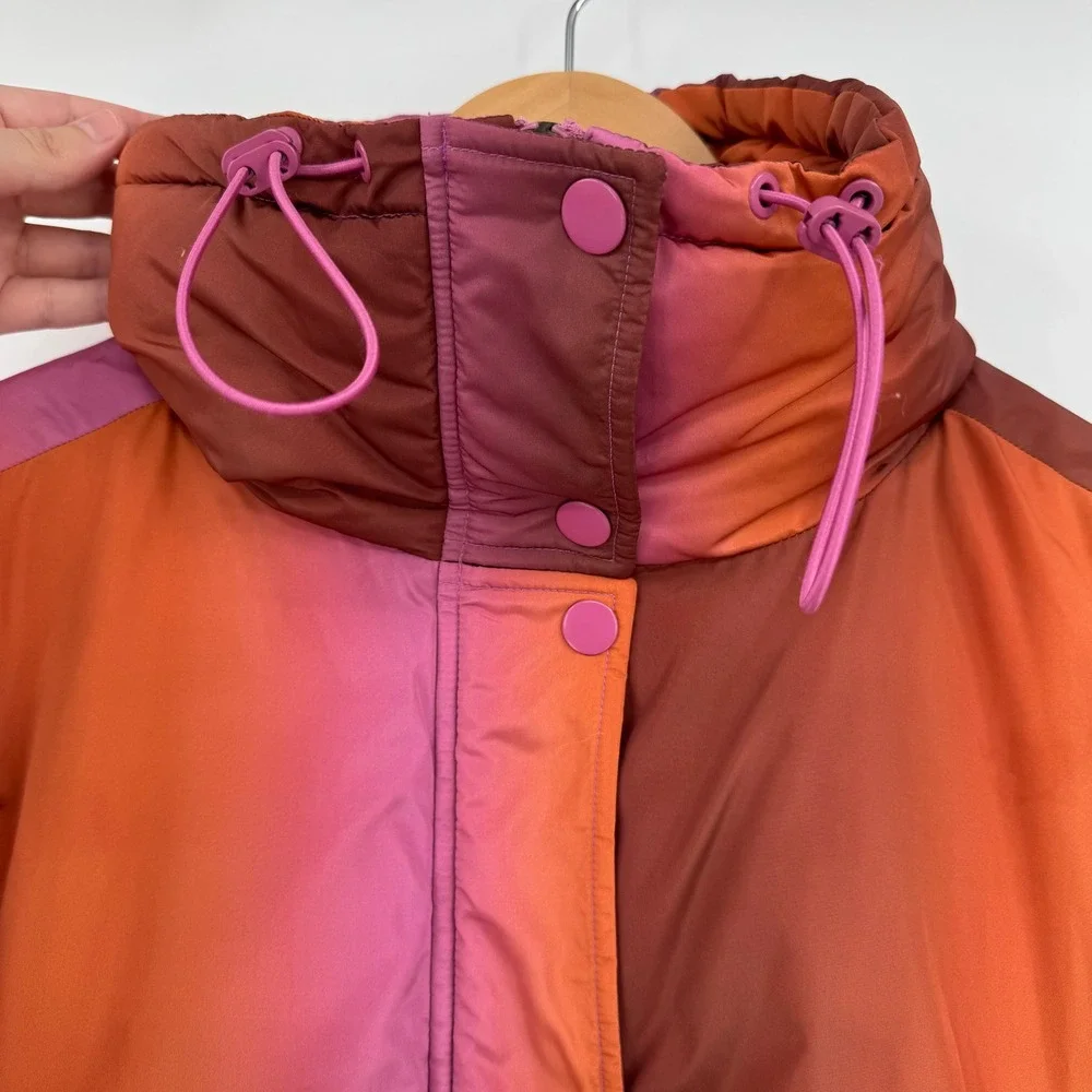 BDG Urban Outfitters Isla Funnel Neck Ombre Puffer Jacket Orange/Purple Small